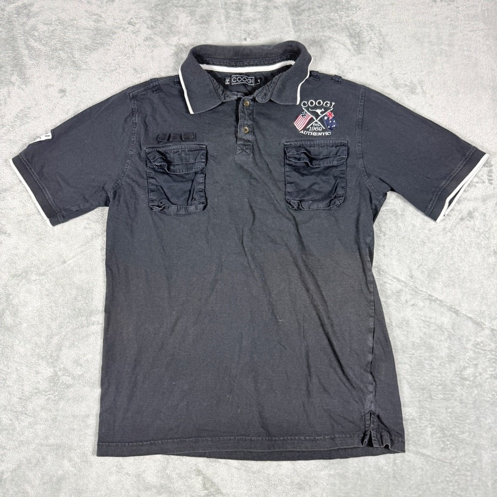 COOGI Mens XL Polo Shirt Black Short Sleeve Running Game Worldwide